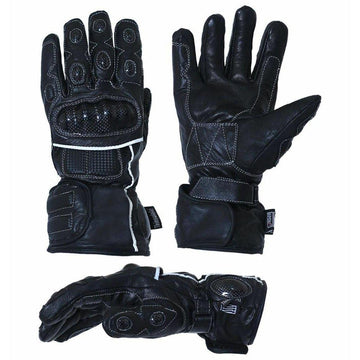 Leather Motorbike Motorcycle Thermal Waterproof Gloves Carbon Knuckle Protection - biznimart